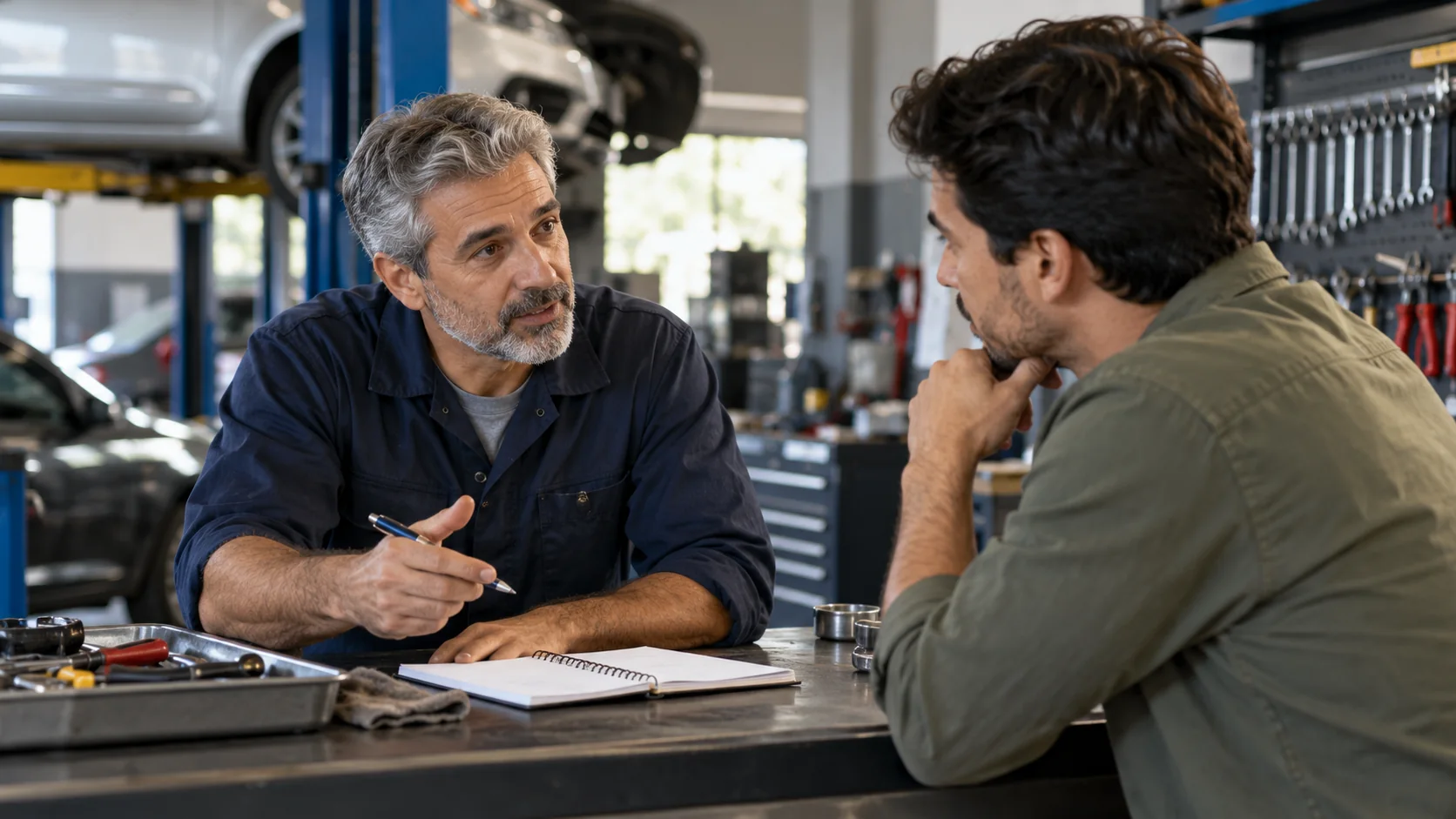 Empreendedor conversa com uma cliente sobre um serviço.